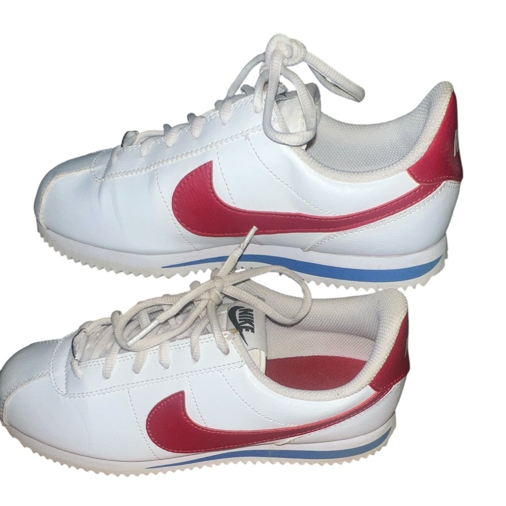 Nike Women's White and Red Sneakers with Blue Accents - Picture 2 of 5